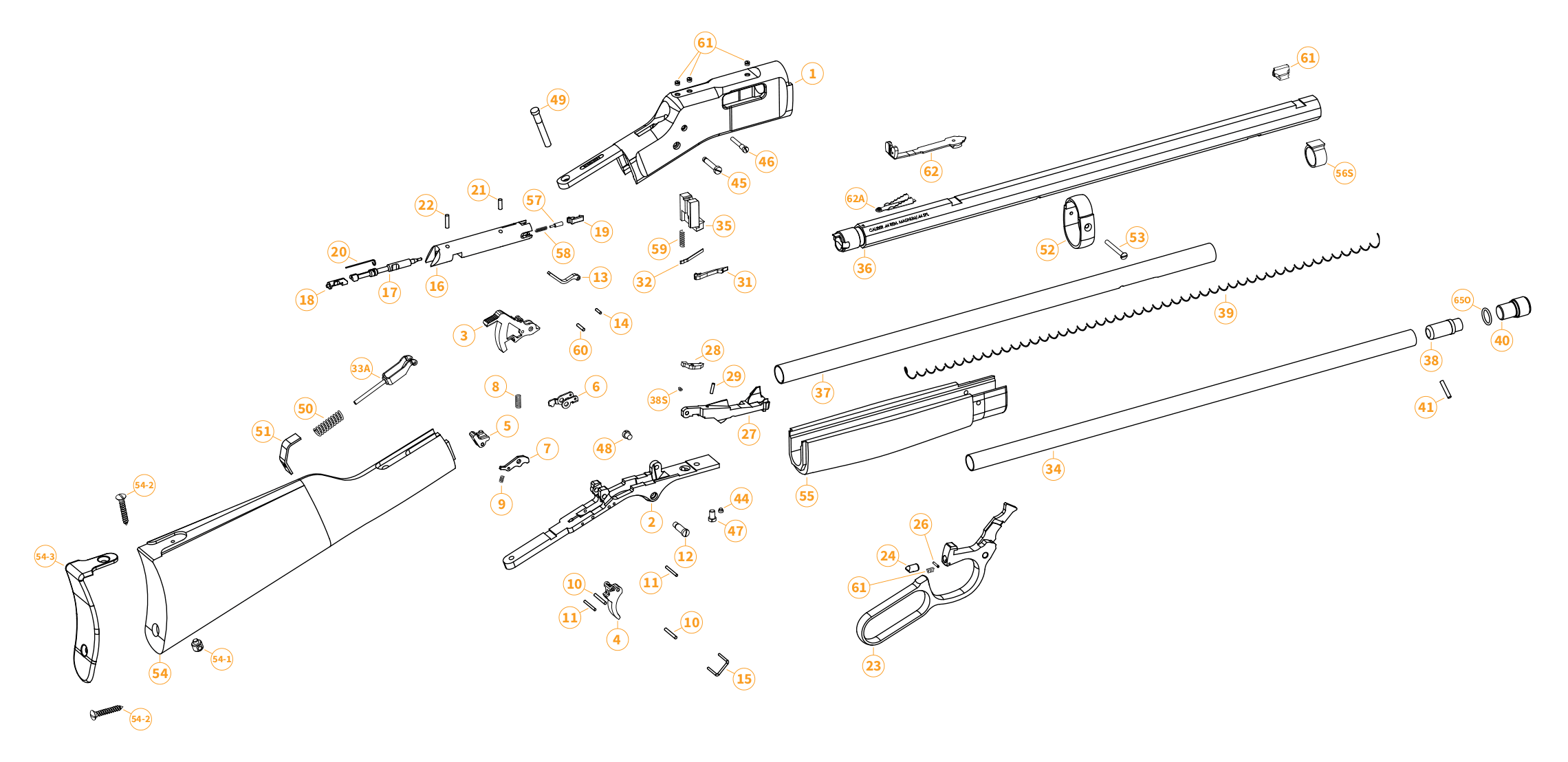 Henry Repeating Arms Big Boy Classic .38-55 Win 20-inch — parts schematic