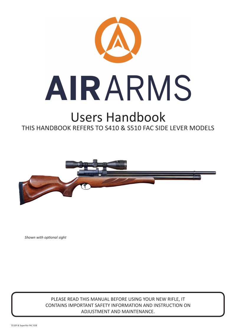 Air Arms S510 25 Cal PCP — manual cover