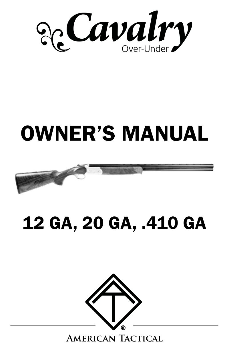 American Tactical Cavalry 12 Gauge — manual cover