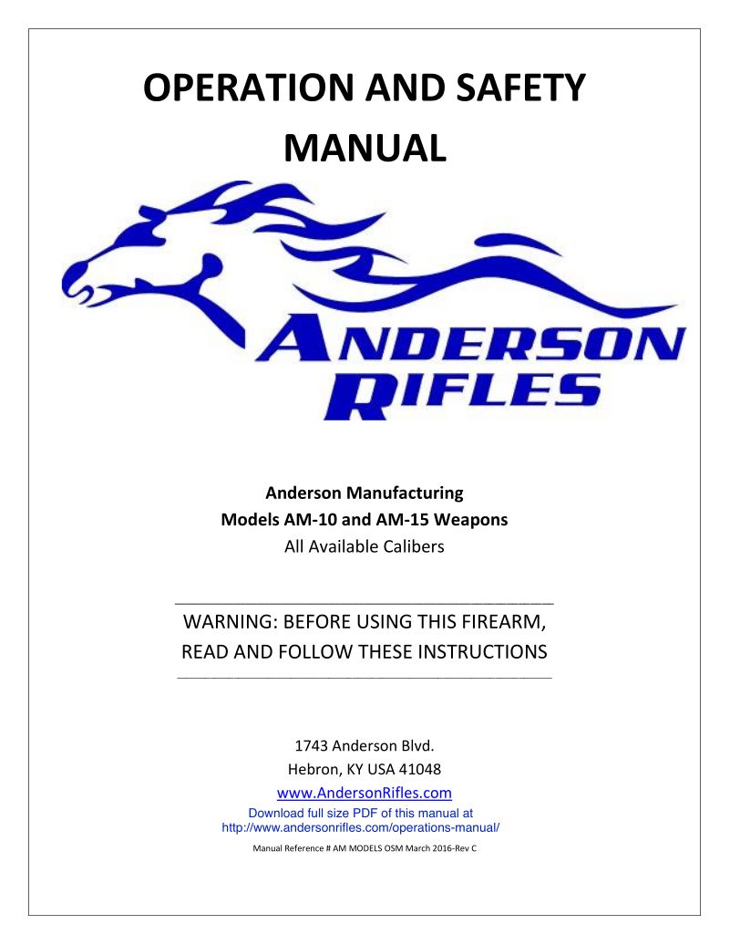 Anderson Manufacturing AM-15 22 LR 16-inch — manual cover