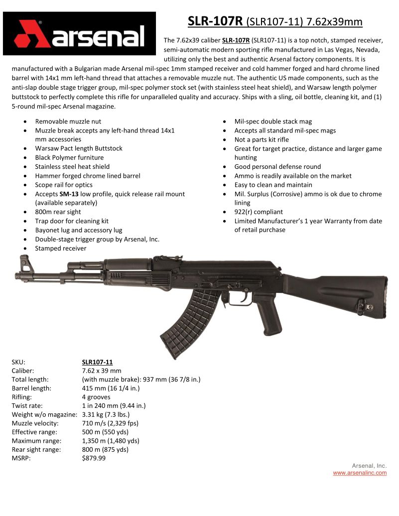 Arsenal SLR-95 7.62x39mm — manual cover