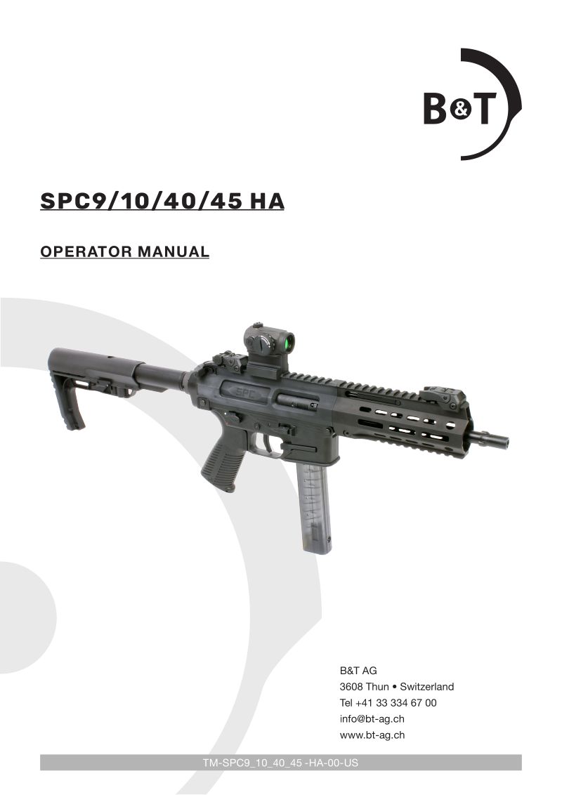 B&T AG SPC9 9mm 14.1-inch — manual cover