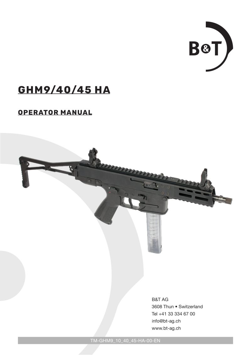 B&T AG B&T GHM9 Compact 9mm 4.3-inch — manual cover