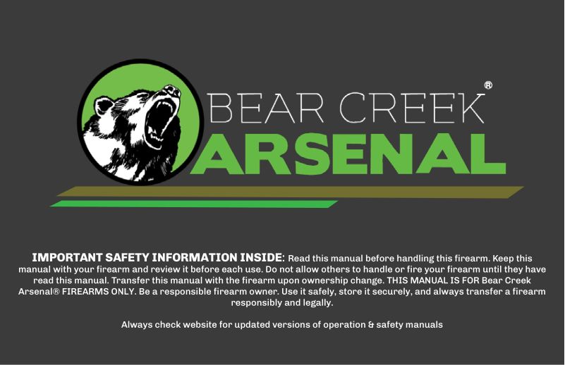 Bear Creek Arsenal 50 Beowulf 16-inch — manual cover