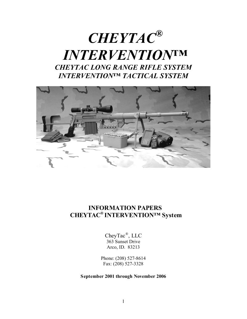 CheyTac M200 Intervention 408 CheyTac — manual cover