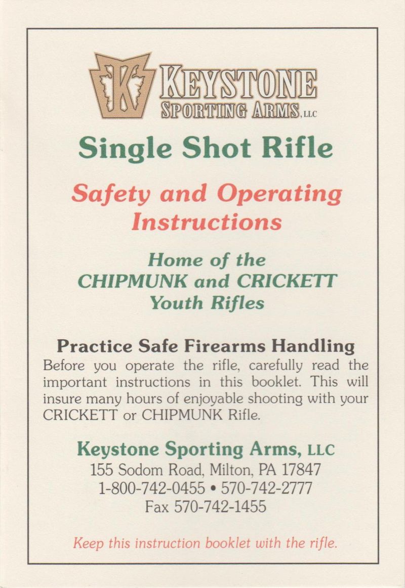 Crickett Keystone Rascal .22 LR 16.5-inch Youth — manual cover