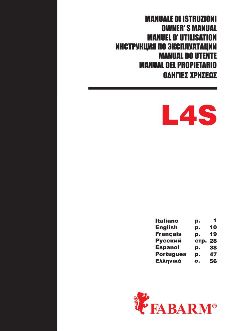 Fabarm L4S Sporting 12 Gauge 32-inch — manual cover