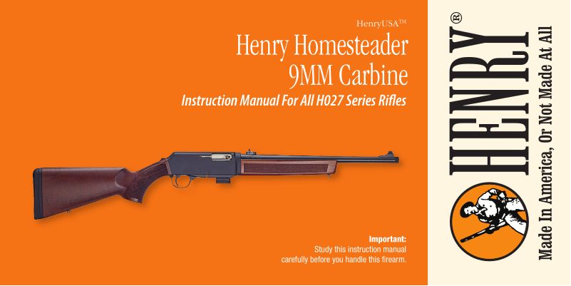 Henry Repeating Arms Homesteader 9mm 16.5-inch — manual cover