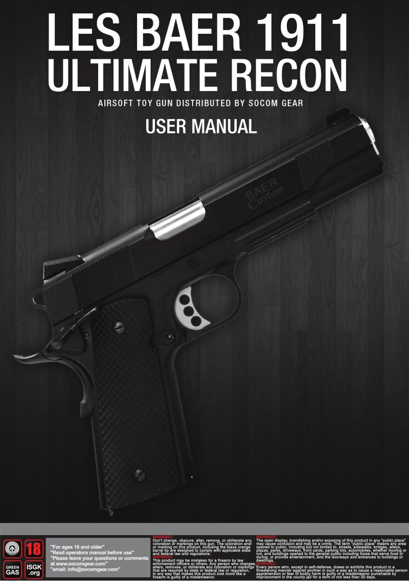 Les Baer Stinger .45 ACP 5-inch — manual cover