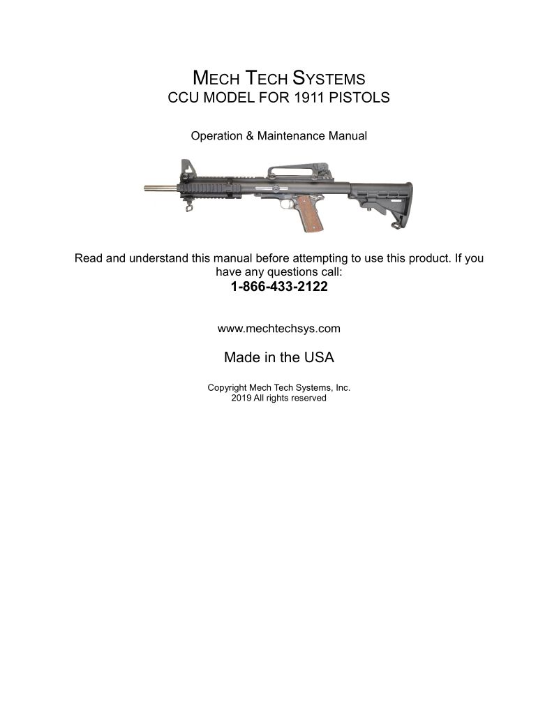 Mechtech Systems CCU 10mm Glock Conversion — manual cover