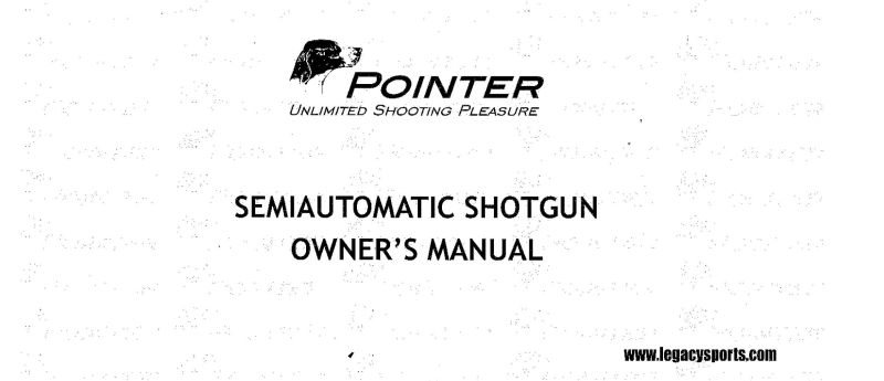 Pointer Pointer Field 20 Gauge 28in Semi-Auto — manual cover