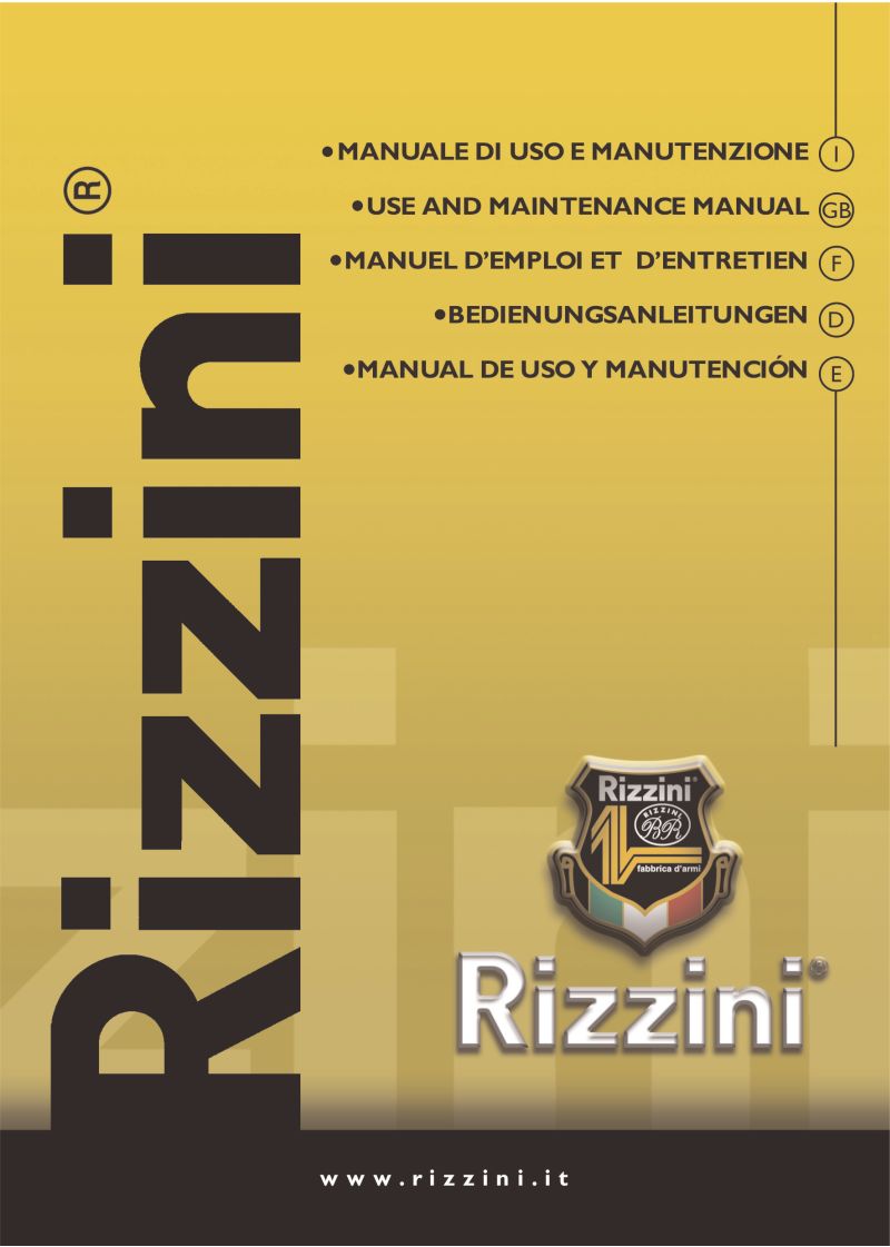 Rizzini Artemis Light 12 Gauge O/U — manual cover