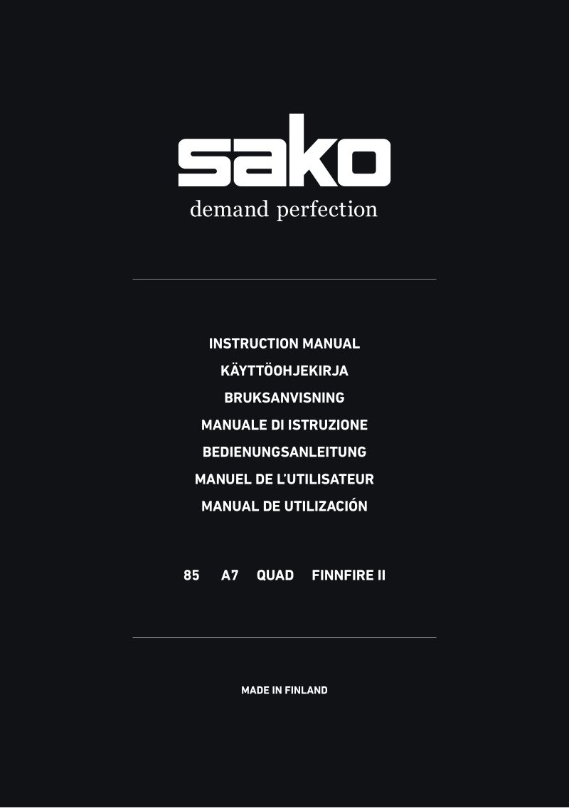 Sako 85 Brown Bear .338 Win Mag 24-inch — manual cover