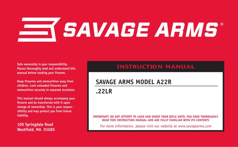 Savage A22 Pro Varmint — manual cover