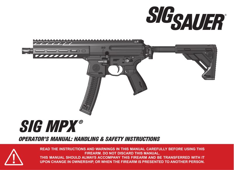 SIG Sauer MPX K 9mm 4.5-inch Pistol — manual cover