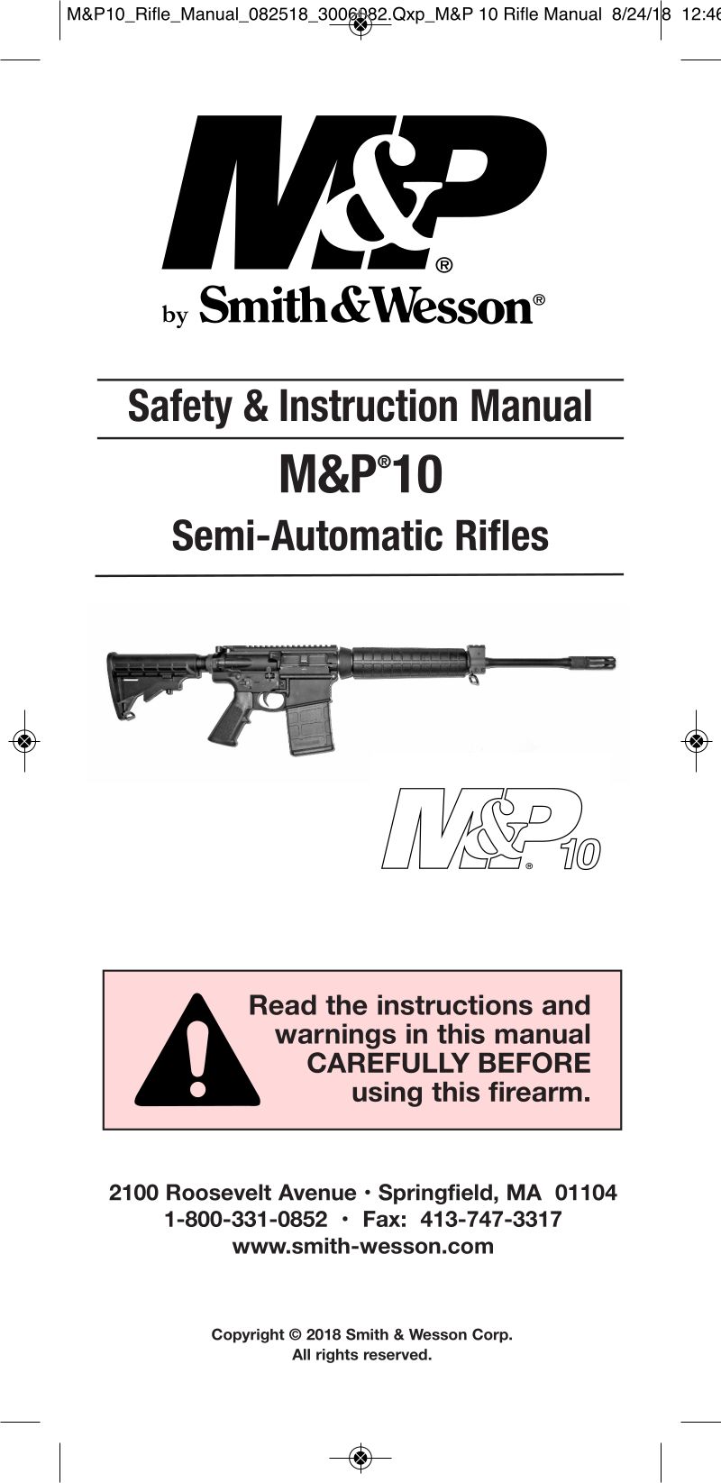 Smith & Wesson M&P 10 Sub-MOA (.308 Win) — manual cover