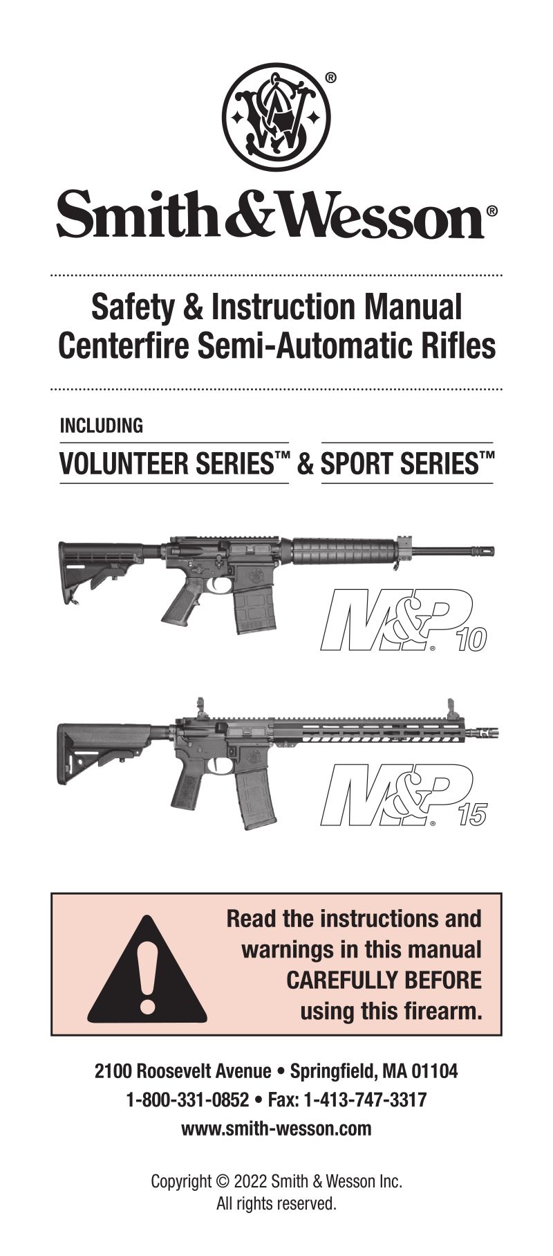 Smith & Wesson M&P15 Volunteer XV — manual cover