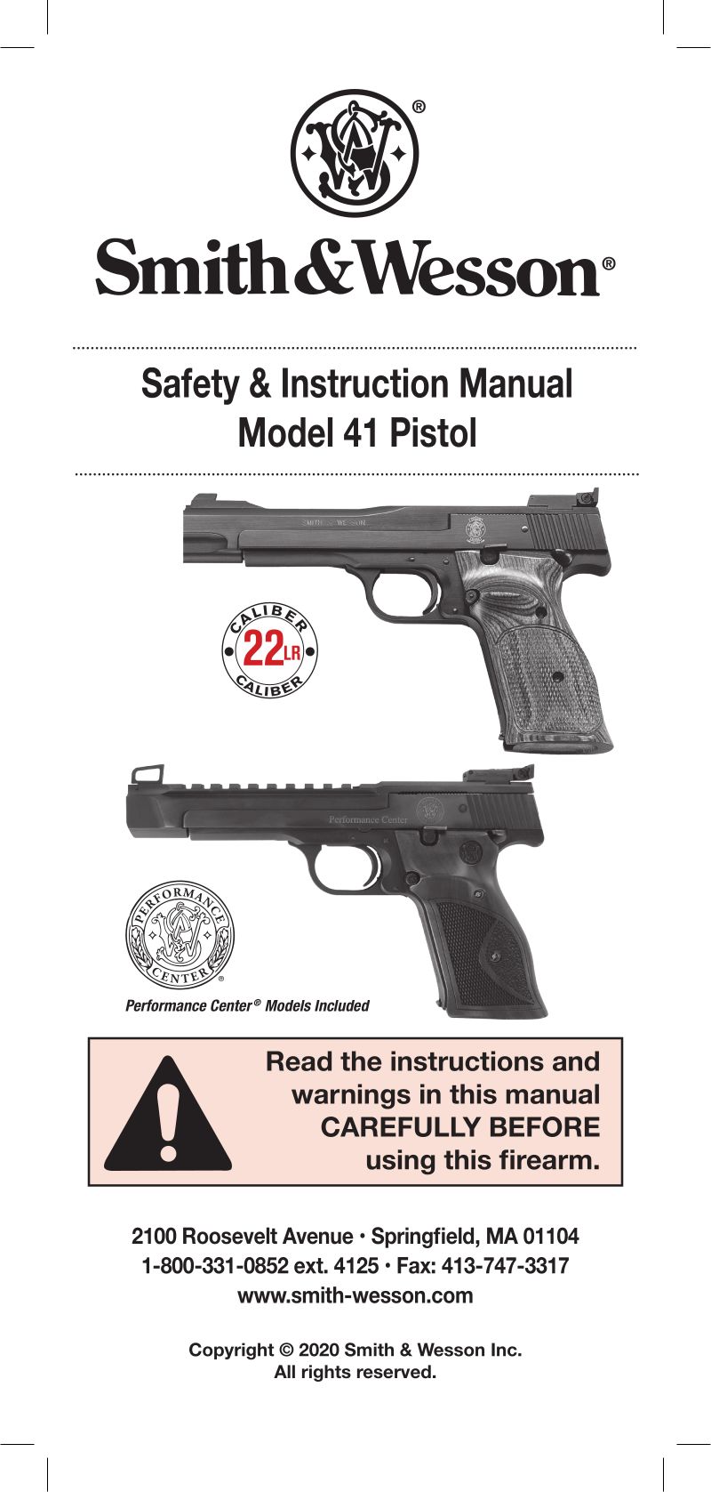 S&W Model 41 .22 LR — manual cover