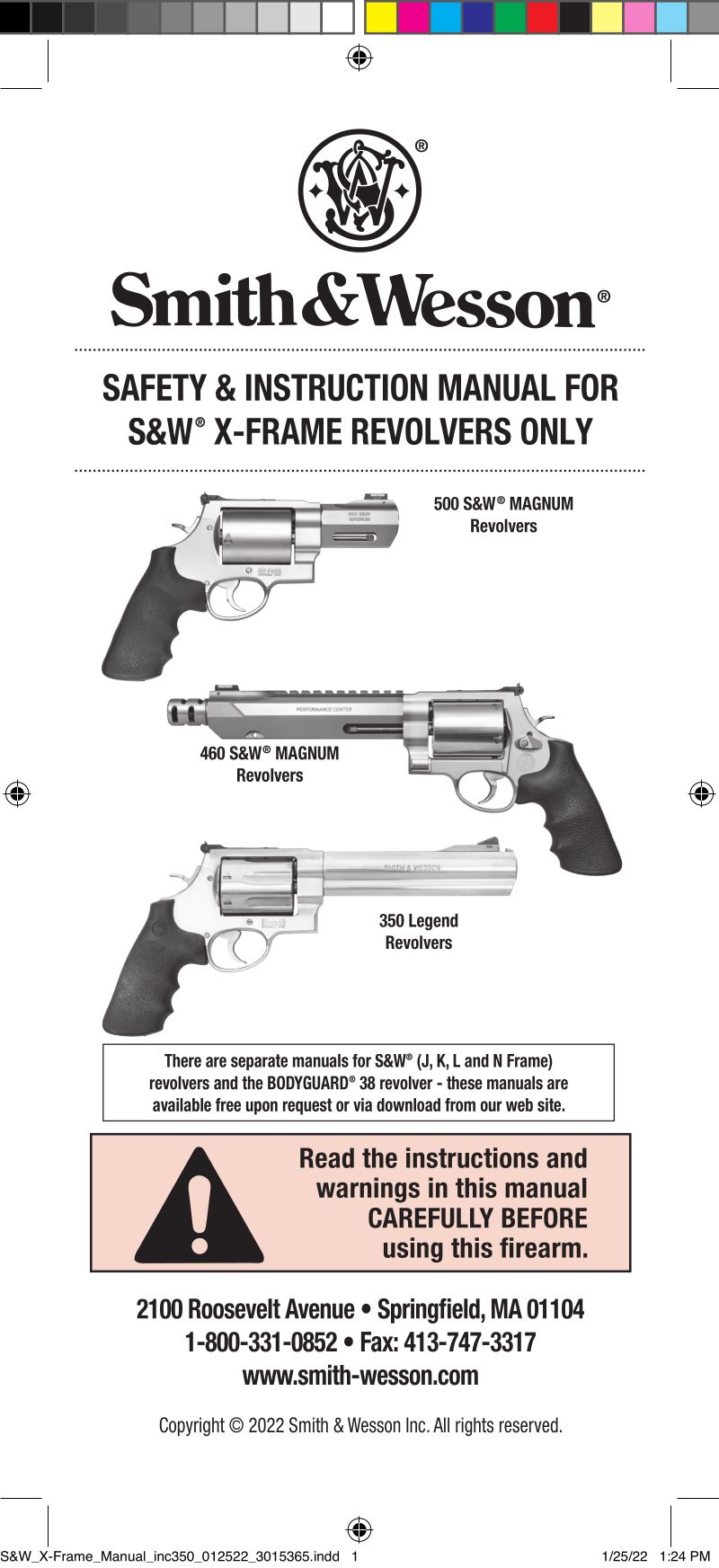 Smith & Wesson Model 460 XVR Performance Center — manual cover