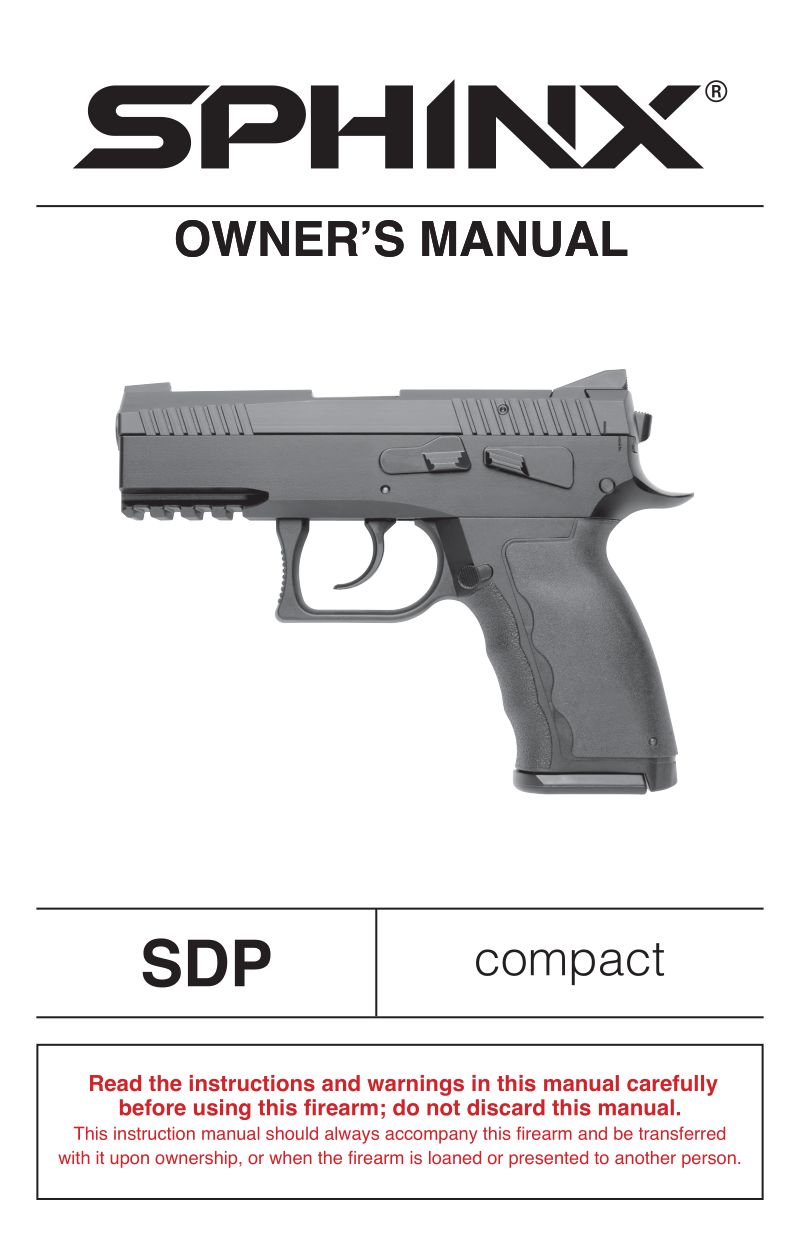 Sphinx SDP 9mm — manual cover