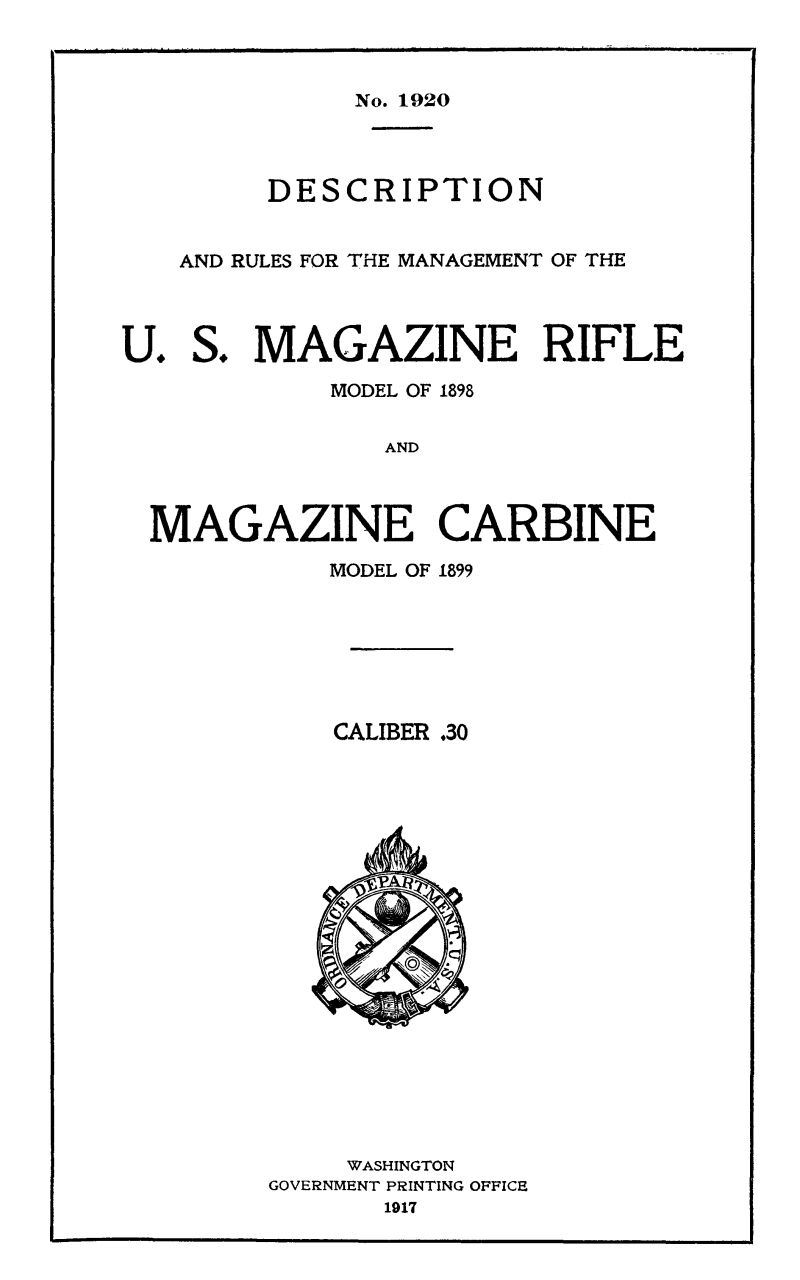 Springfield Armory Springfield Model 1892-99 .30-40 Krag 30-inch — manual cover
