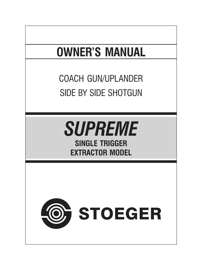 Stoeger Uplander 12 GA 26-inch — manual cover
