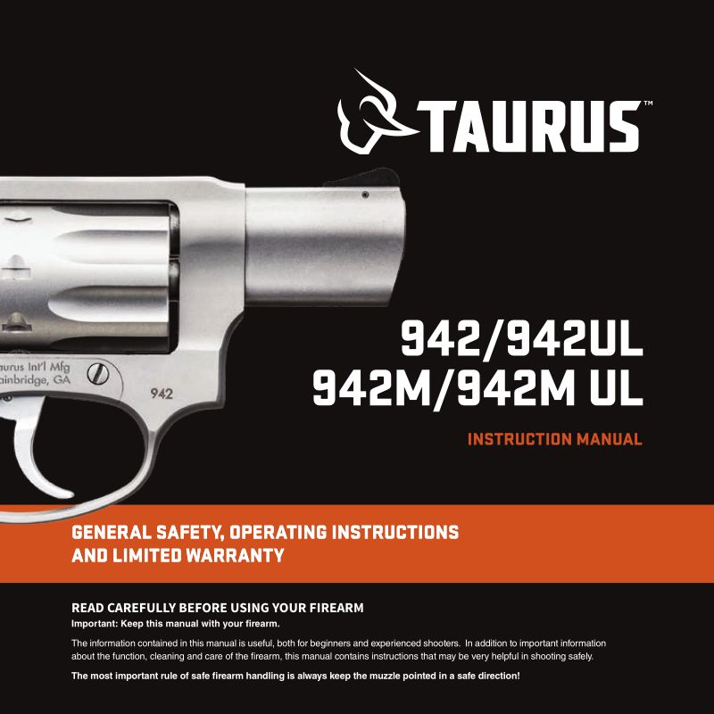Taurus 942 .22 LR 3-inch — manual cover