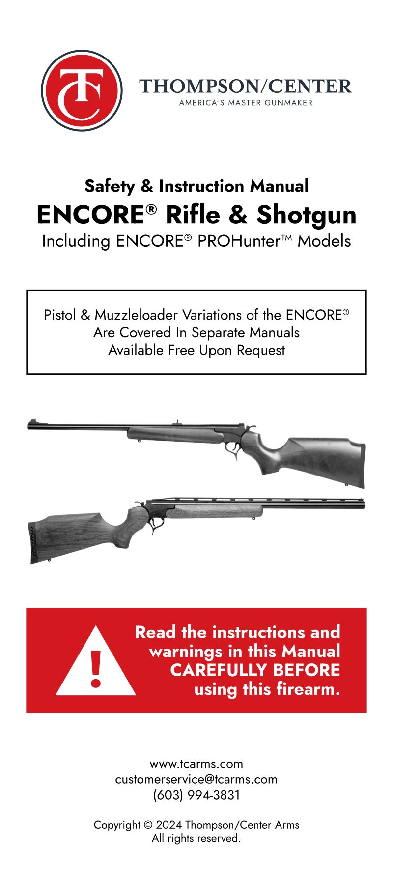Thompson/Center Encore .308 Win 24-inch Rifle — manual cover