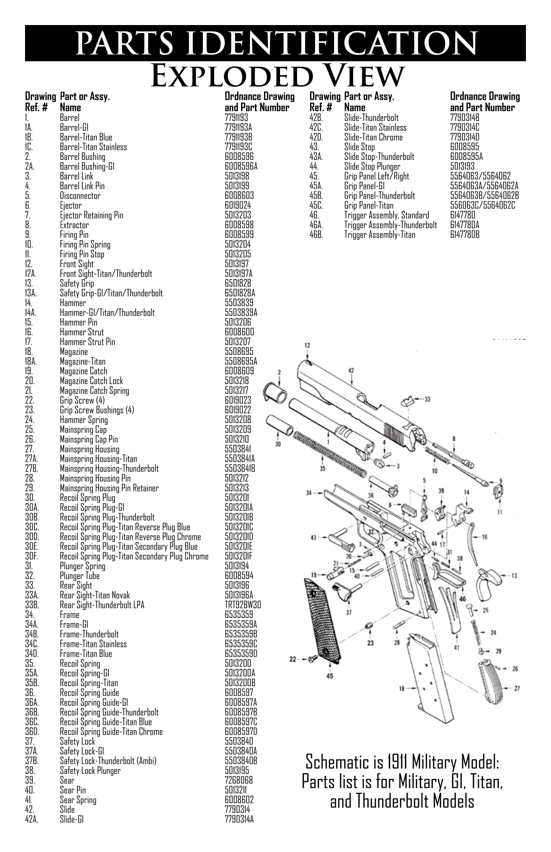 ATI FX45 Titan .45 ACP 4.25-inch — parts schematic