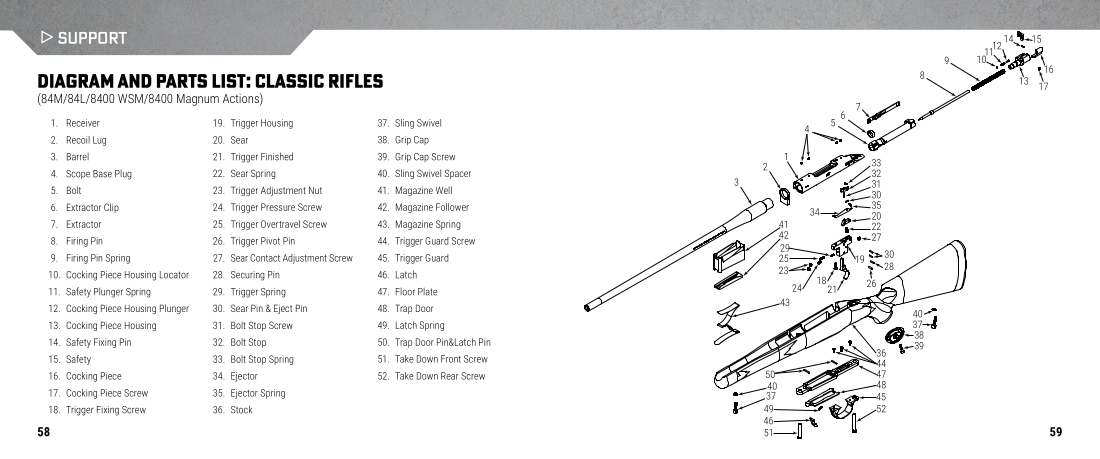 Kimber Hunter 308 Win — parts schematic