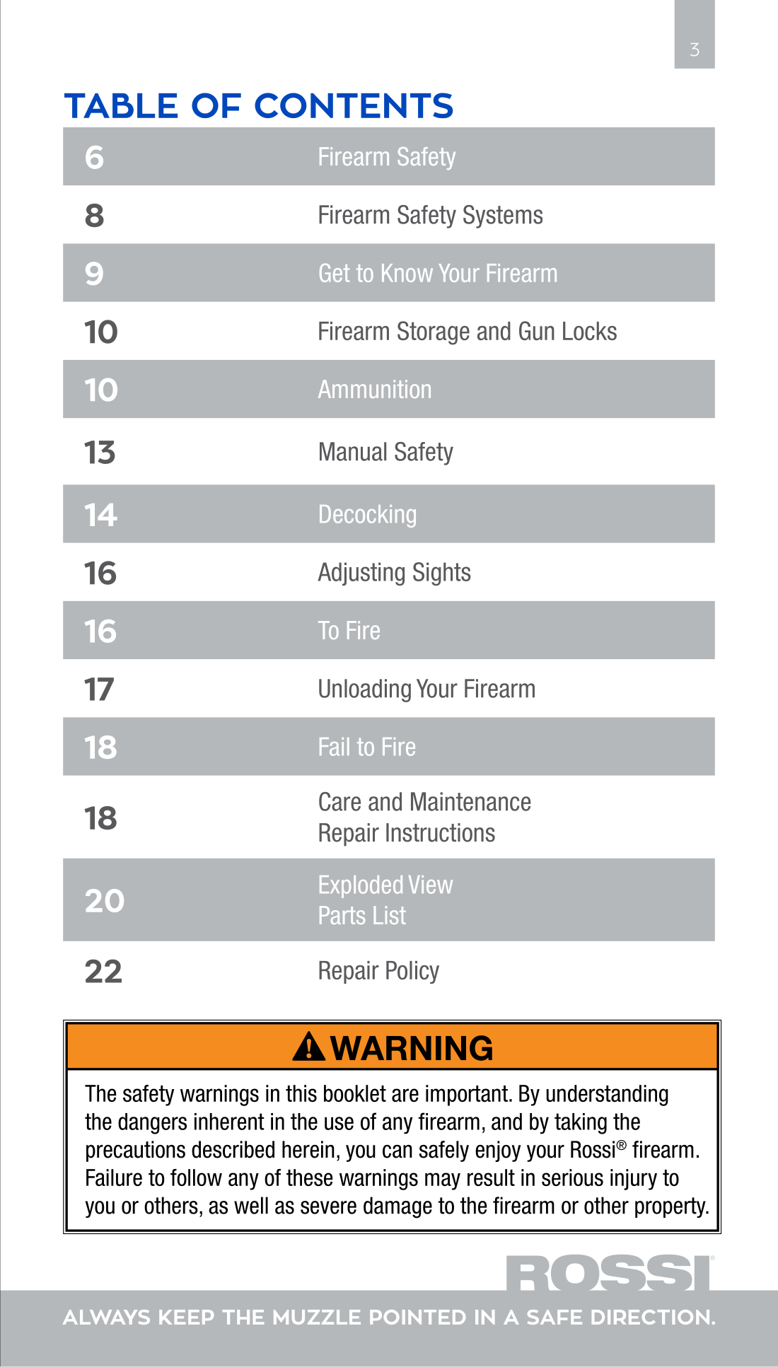 Rossi R92 Stainless .44 Mag — parts schematic