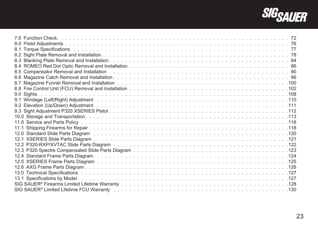 SIG Sauer P320 Full-Size .45 ACP — parts schematic