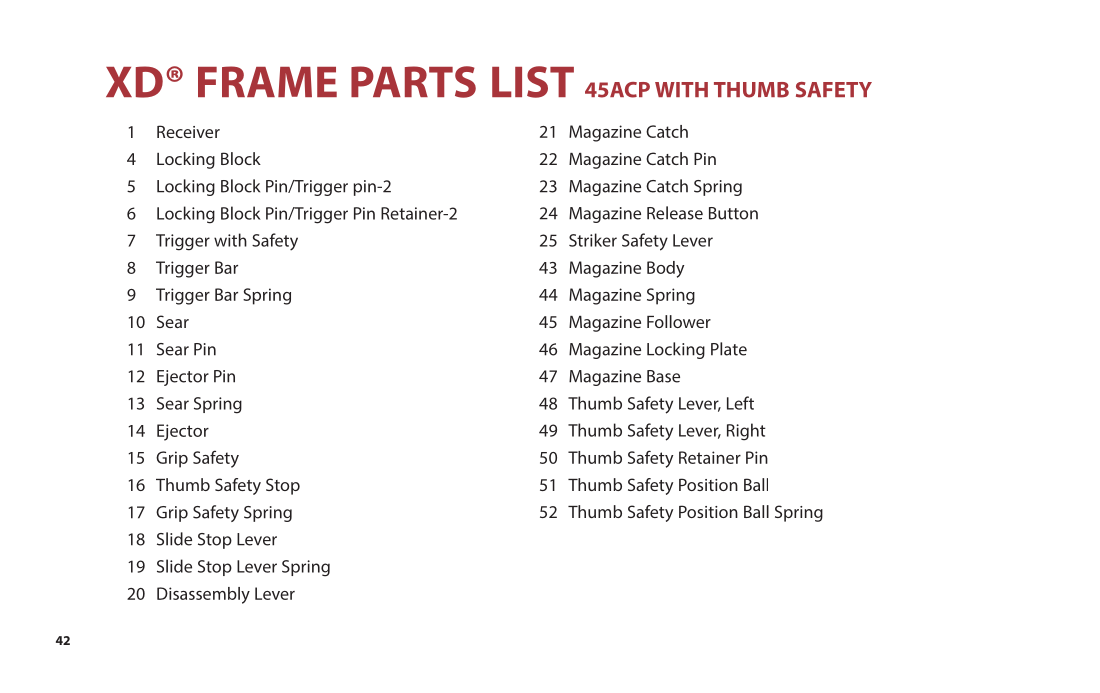 Springfield Armory XD 9mm Sub-Compact — parts schematic