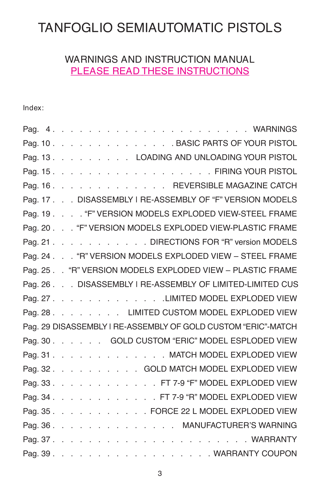 Tanfoglio Limited Pro 9mm — parts schematic