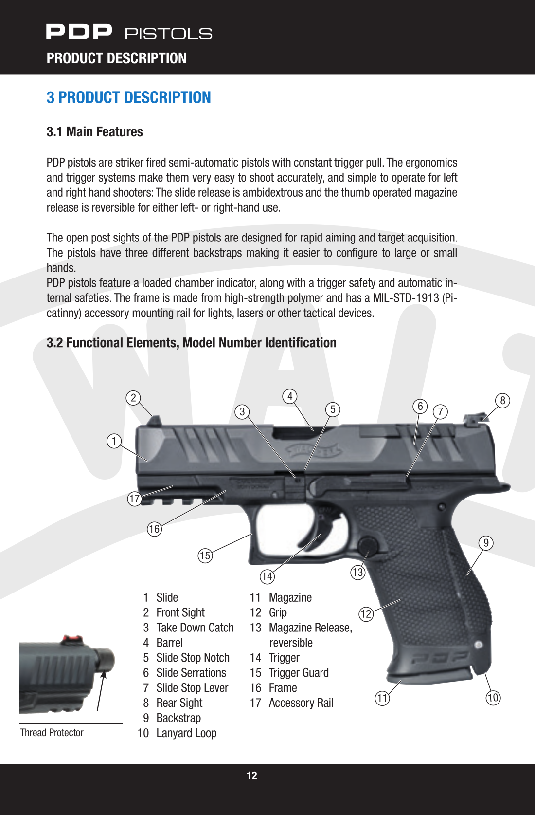 Walther PDP Compact OR 4.5-inch 9mm — parts schematic